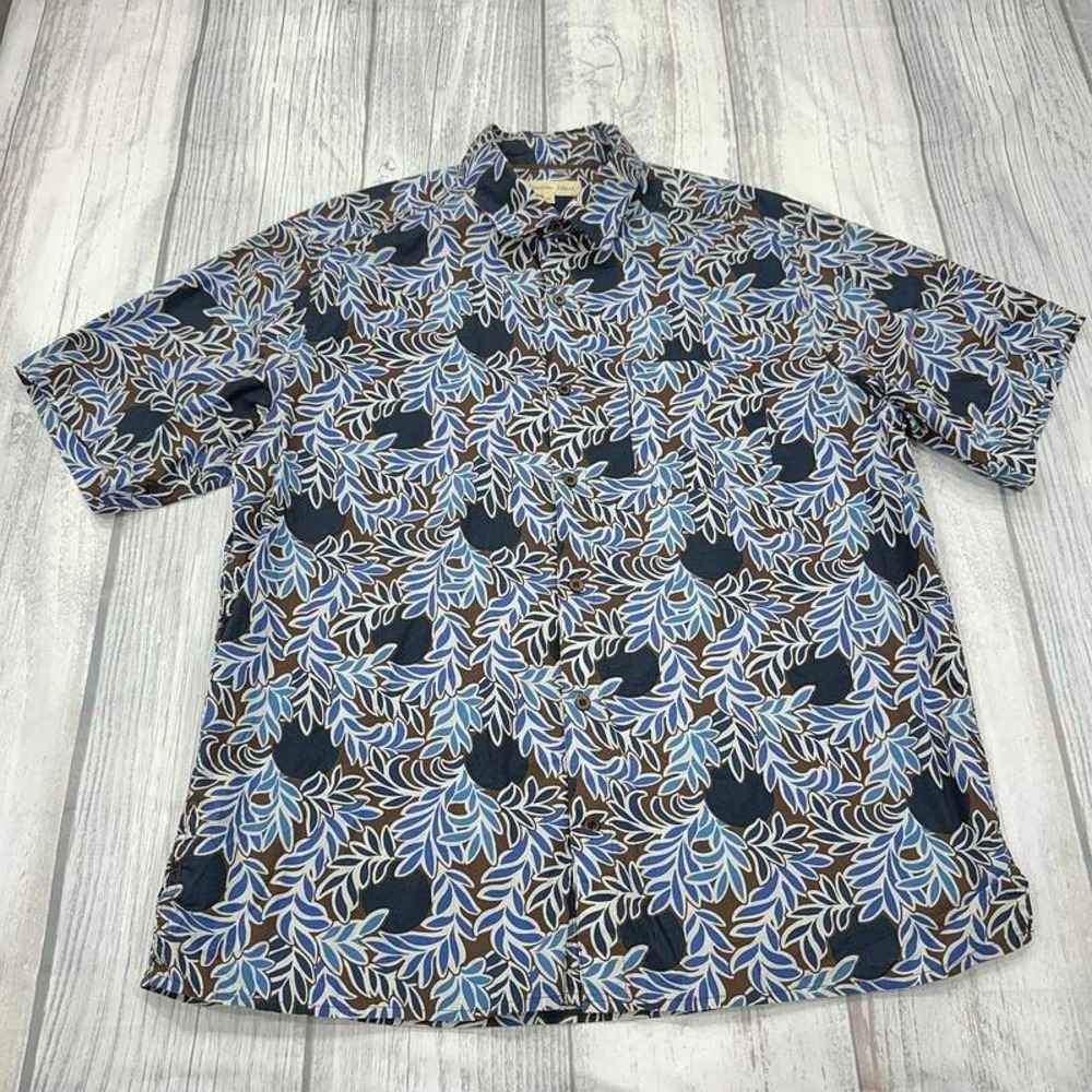 Territory Ahead Button Shirt XL Short Sleeve Blue Brown Floral Mens